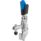 AMF 6803SE - Vertical toggle clamp with safety latch with open clamping arm and angled base