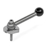 GN 918.7 - Clamping Bolts, Stainless Steel, Downward Clamping, Screw from the Operator's Side, Type KVS with ball lever, angular (serration)