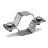 I.CH - ISO HEXAGONAL PIPE HOLDERS 2 pieces TO WELD Stainless steel 304 Delivered with 2 bolts