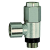 Unidirectional banjo valves, pneumatic release, port 2 with female thread