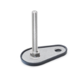 05001015000 - Stainless steel base with external hexagon at the bottom and fixing lug, teardrop shape