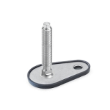 05001021000 - Stainless steel base with external hexagon at the top, wrench flat at the bottom and mounting lug, teardrop shape
