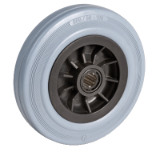 22PPCR - Standard rubber wheels, polypropylene centre, roller bearing bore