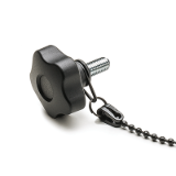 EN 5337.13 - Star knobs with threaded stud with loss protection with plastic ball chain