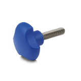 EN 5342 - Tristar knobs, detectable, FDA compliant plastic, threaded stud Stainless Steel